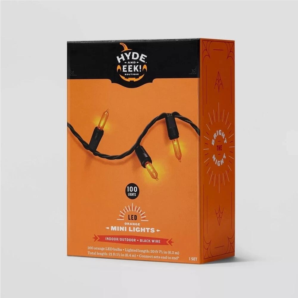 100Ct LED Smooth Halloween Mini String Lights Orange Hyde and EEK! Boutique™ b4